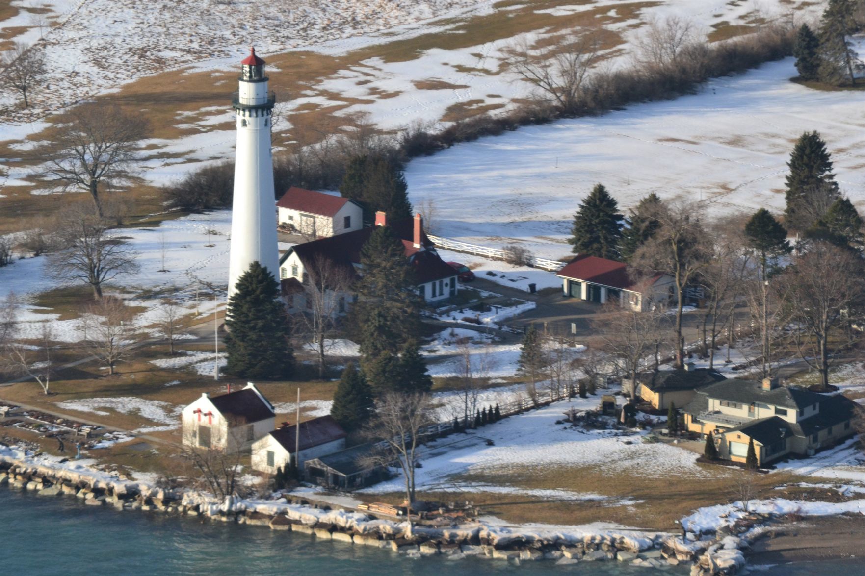 Wind Point Lighthouse, aerial view